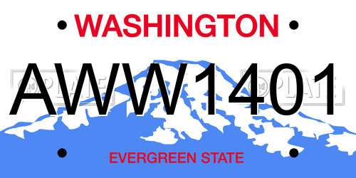 AWW1401 Washington License Plate