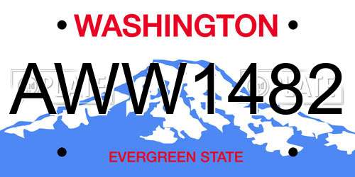 AWW1482 Washington License Plate