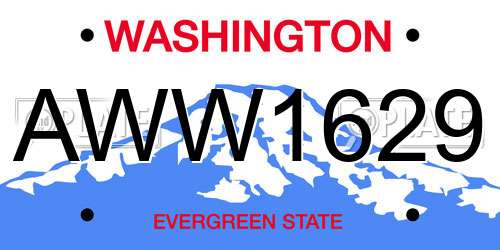 AWW1629 Washington License Plate