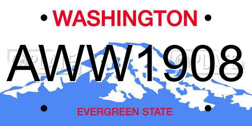 AWW1908 Washington License Plate