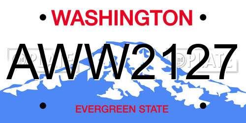AWW2127 Washington License Plate