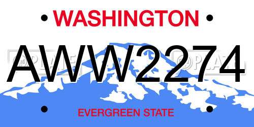 AWW2274 Washington License Plate