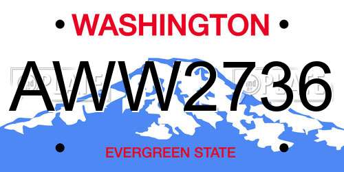 AWW2736 Washington License Plate