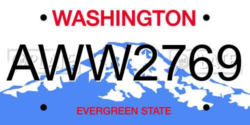 AWW2769 Washington License Plate