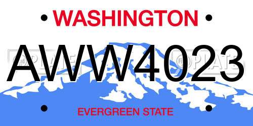 AWW4023 Washington License Plate