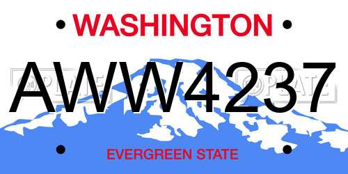 AWW4237 Washington License Plate