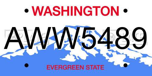 AWW5489 Washington License Plate