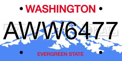 AWW6477 Washington License Plate