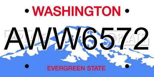 AWW6572 Washington License Plate