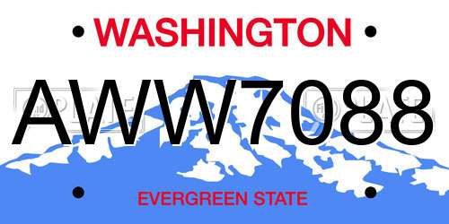 AWW7088 Washington License Plate