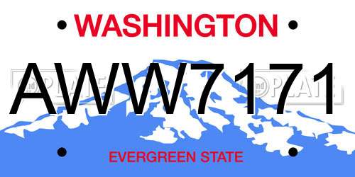 AWW7171 Washington License Plate