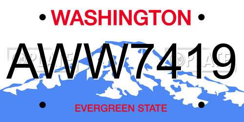 AWW7419 Washington License Plate