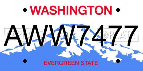AWW7477 Washington License Plate