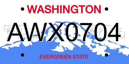 AWX0704 Washington License Plate