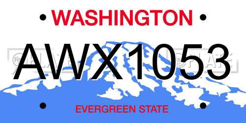 AWX1053 Washington License Plate