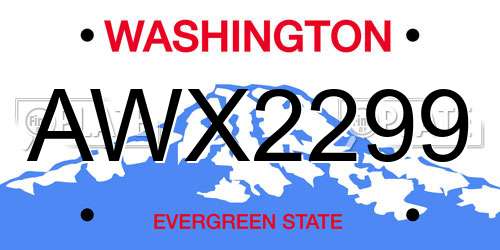AWX2299 Washington License Plate