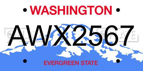 AWX2567 Washington License Plate