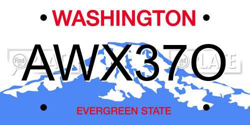 AWX37O Washington License Plate