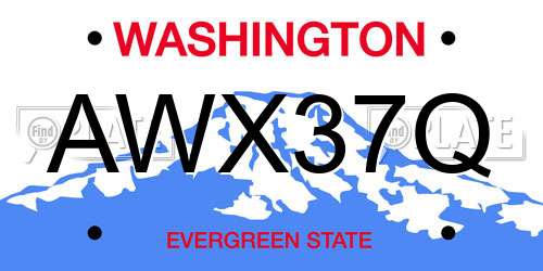 AWX37Q Washington License Plate