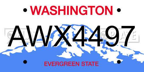 AWX4497 Washington License Plate