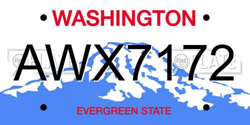 AWX7172 Washington License Plate