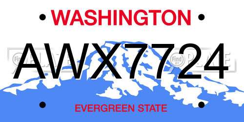 AWX7724 Washington License Plate