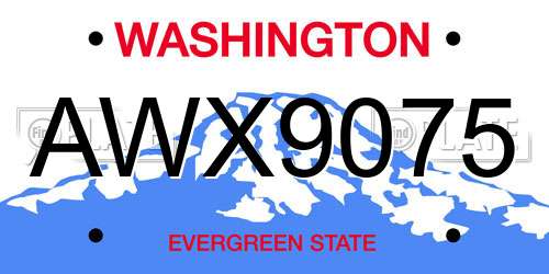 AWX9075 Washington License Plate