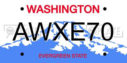 AWXE70 Washington License Plate