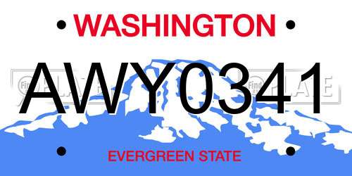 AWY0341 Washington License Plate