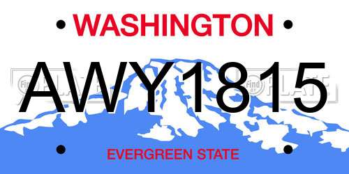 AWY1815 Washington License Plate