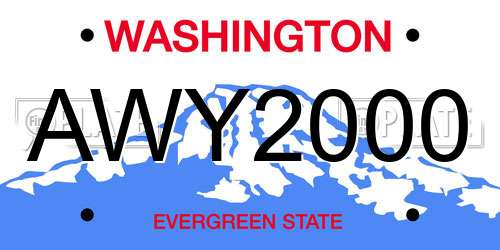 AWY2000 Washington License Plate