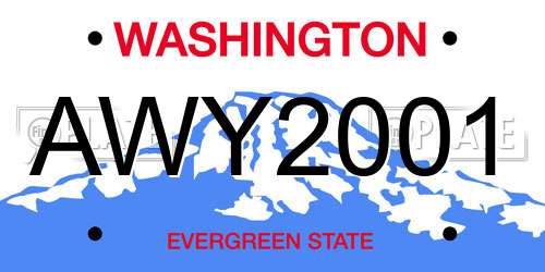 AWY2001 Washington License Plate