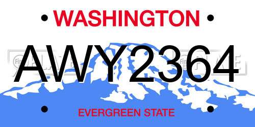 AWY2364 Washington License Plate