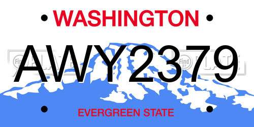AWY2379 Washington License Plate
