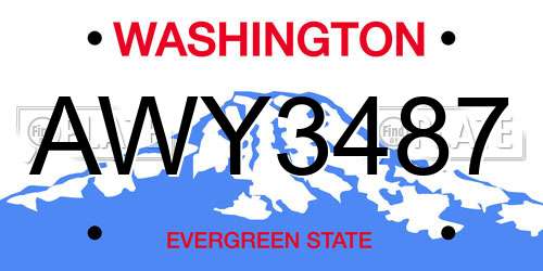 AWY3487 Washington License Plate