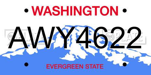 AWY4622 Washington License Plate