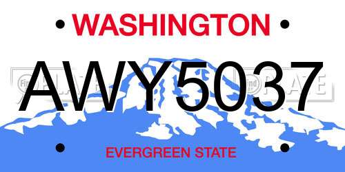 AWY5037 Washington License Plate