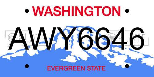 AWY6646 Washington License Plate