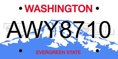 AWY8710 Washington License Plate