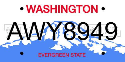 AWY8949 Washington License Plate