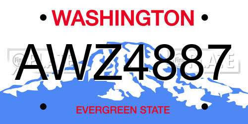 AWZ4887 Washington License Plate