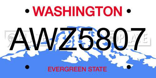 AWZ5807 Washington License Plate