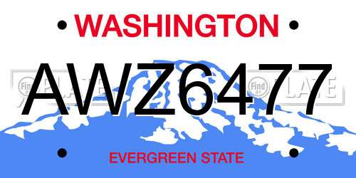 AWZ6477 Washington License Plate