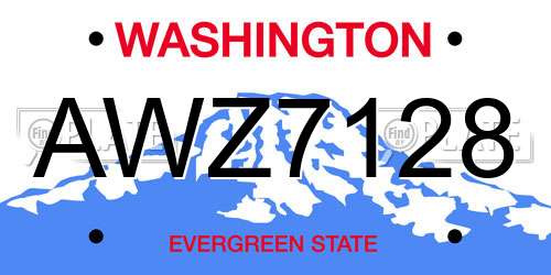 AWZ7128 Washington License Plate