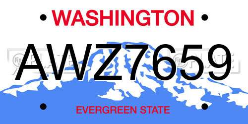 AWZ7659 Washington License Plate