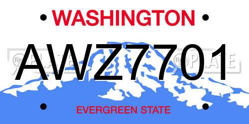 AWZ7701 Washington License Plate