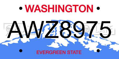 AWZ8975 Washington License Plate