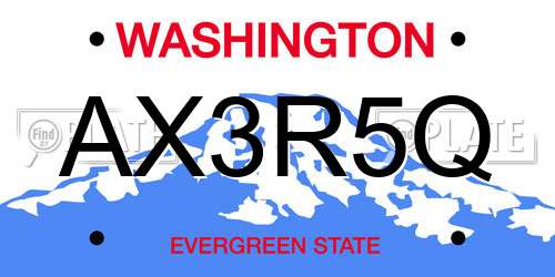 AX3R5Q Washington License Plate