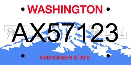 AX57123 Washington License Plate