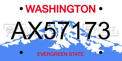 AX57173 Washington License Plate